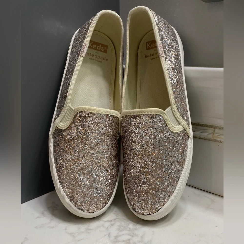 Kate Spade Double Decker Glitter Sneakers Size (5) (6-6.5) RUNS BIG